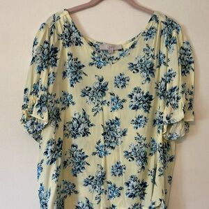 Loft Yellow and Blue Blouse